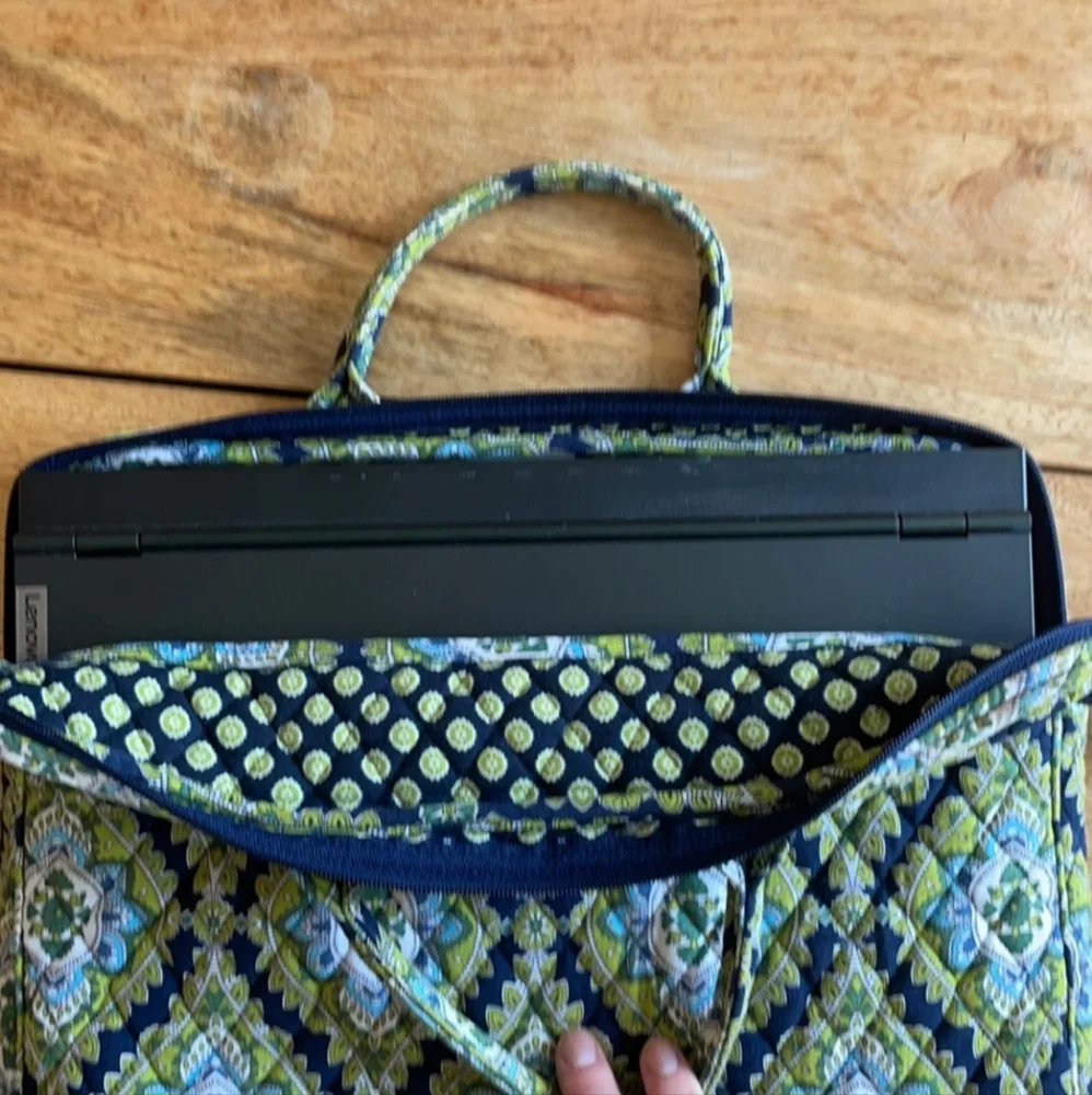 Vera Bradley laptop 13 in bag Paisley Blue & Green